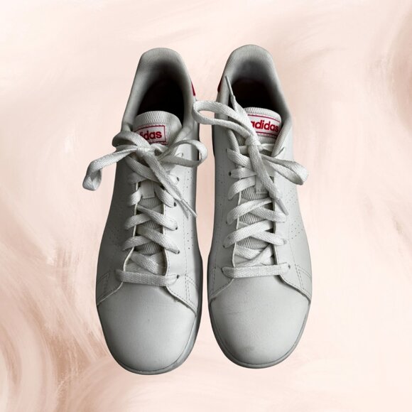 White Adidas Advantage Sneakers with Pink Accents (US 8.5) - Picture 3 of 8